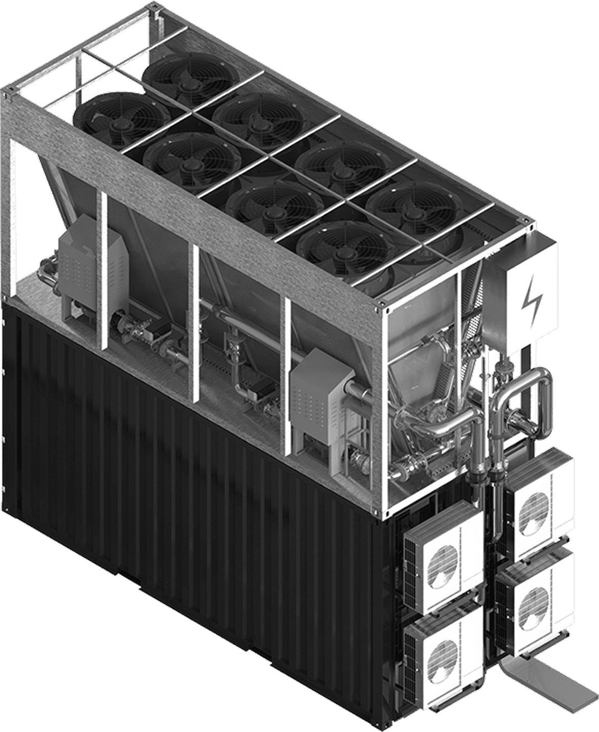 Isometric view of a pod