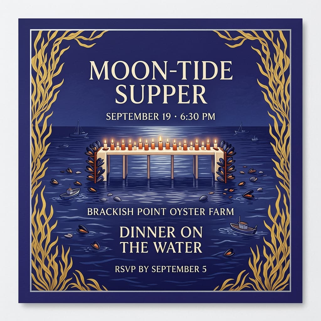 Moonlit Oyster Farm Dinner Invitation