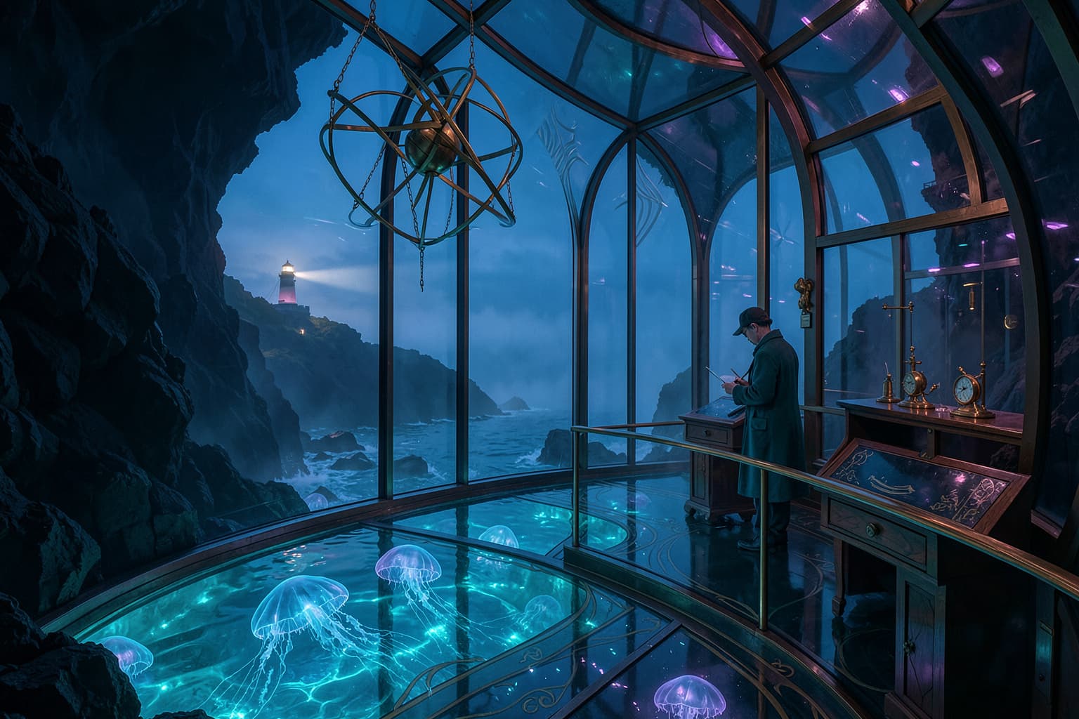 Bioluminescent Tidepool Observatory Interior