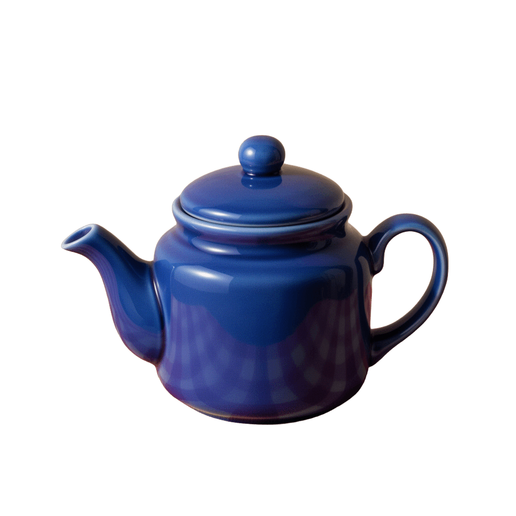 Ceramic Teapot on Checkered Cloth
