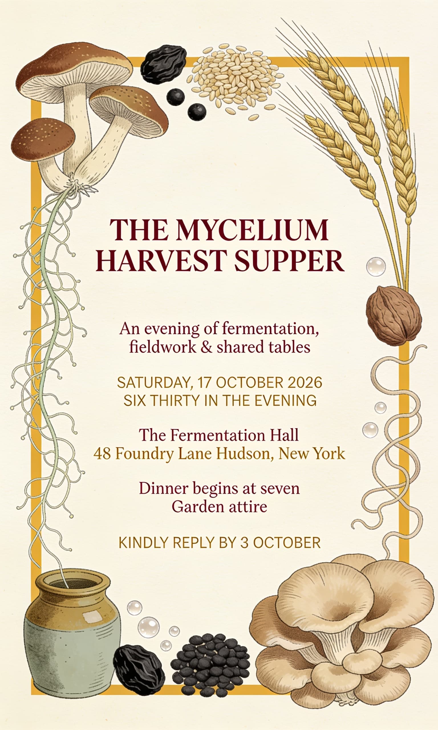 Mycelium Harvest Supper Invitation