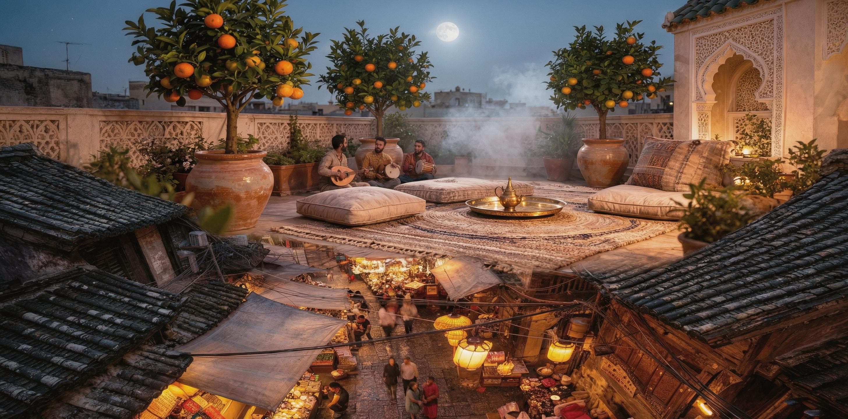 Moonlit Bazaar Rooftop Garden