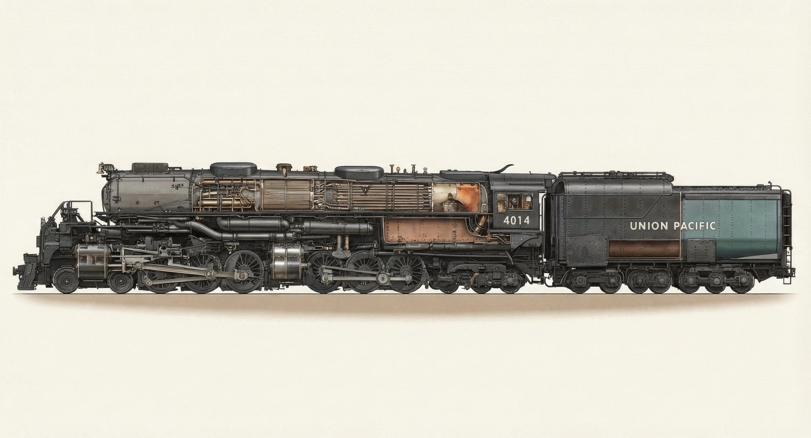 Big Boy Locomotive Cutaway Plate