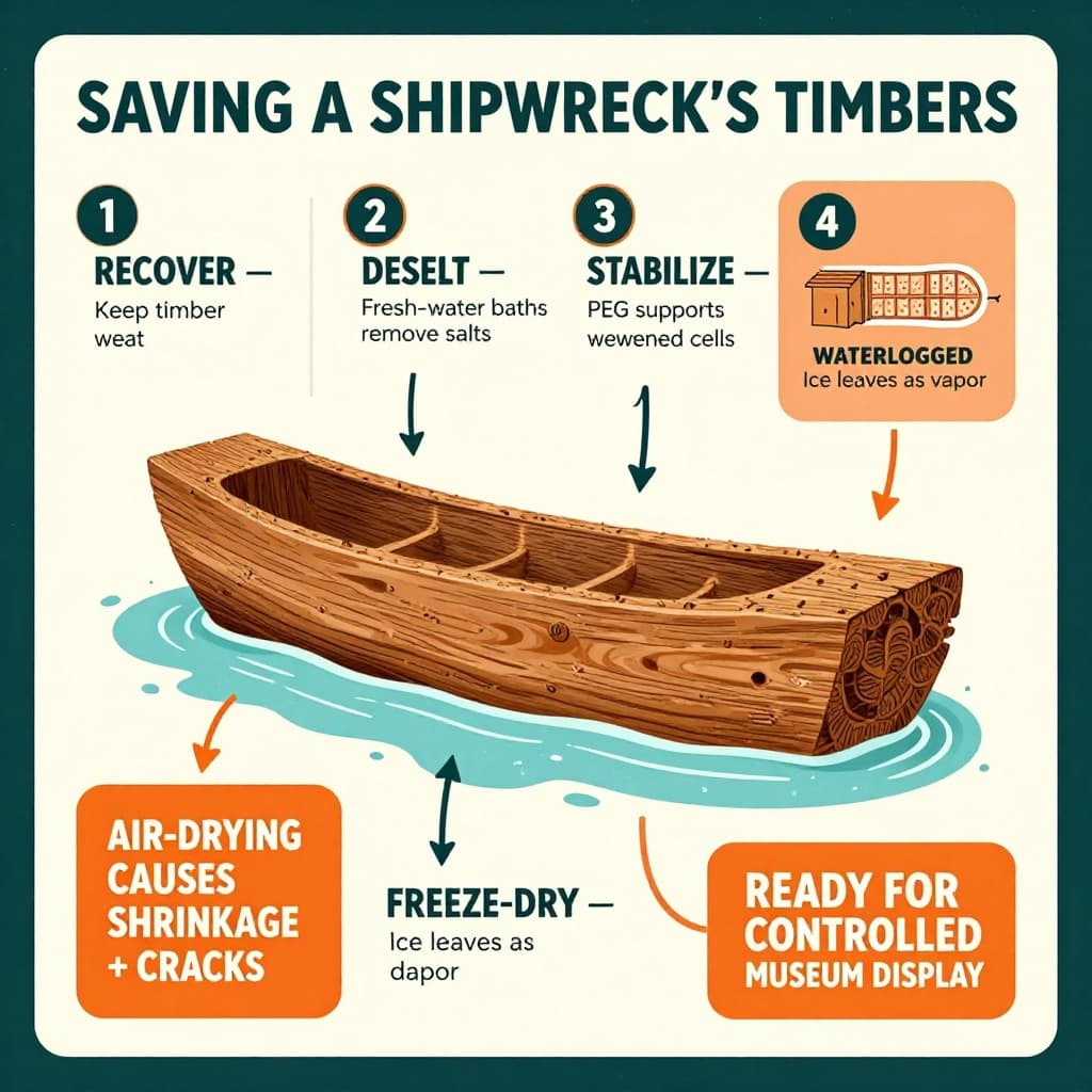 Waterlogged Ship Timber Conservation Infographic