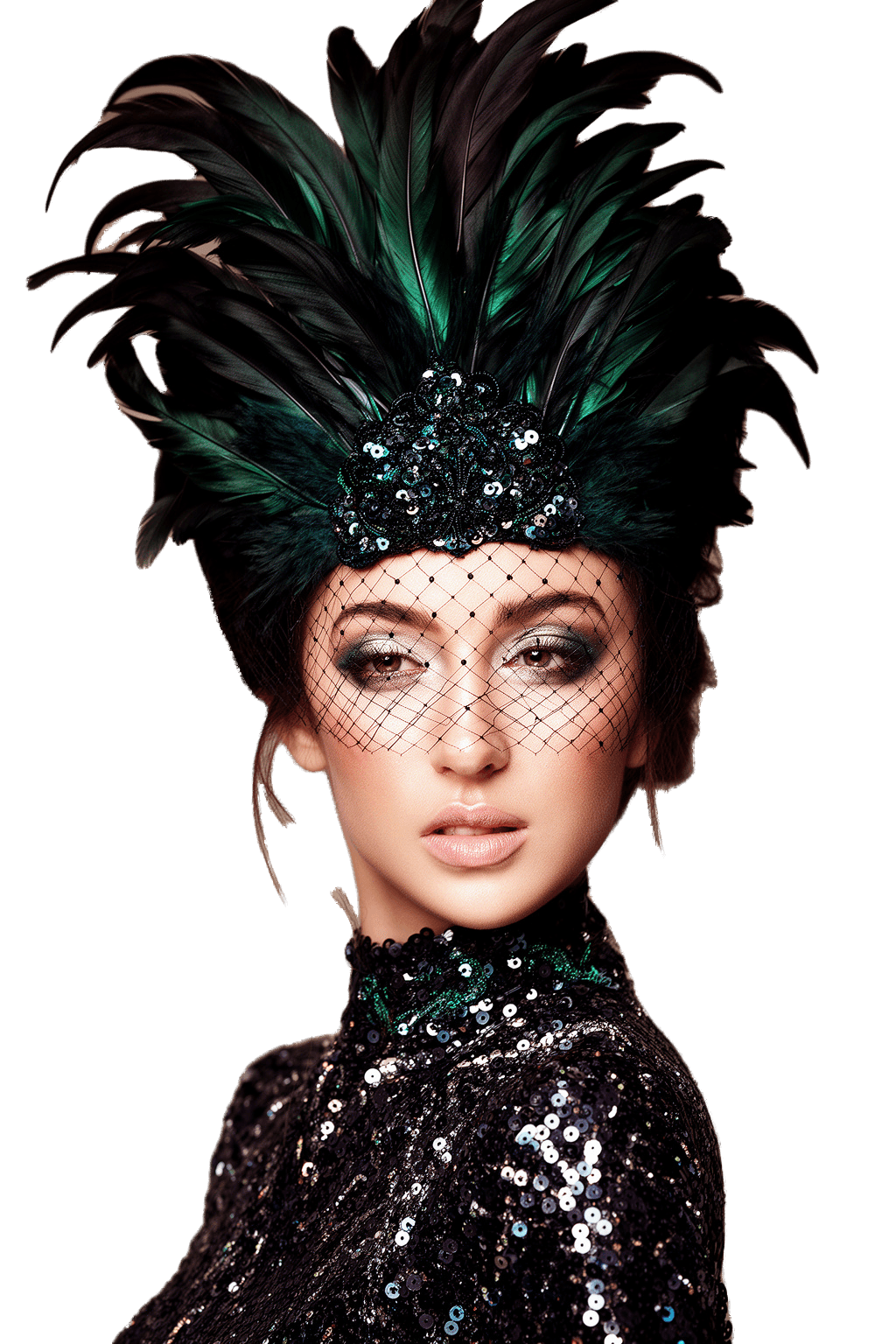 Feathered Cabaret Headpiece Portrait