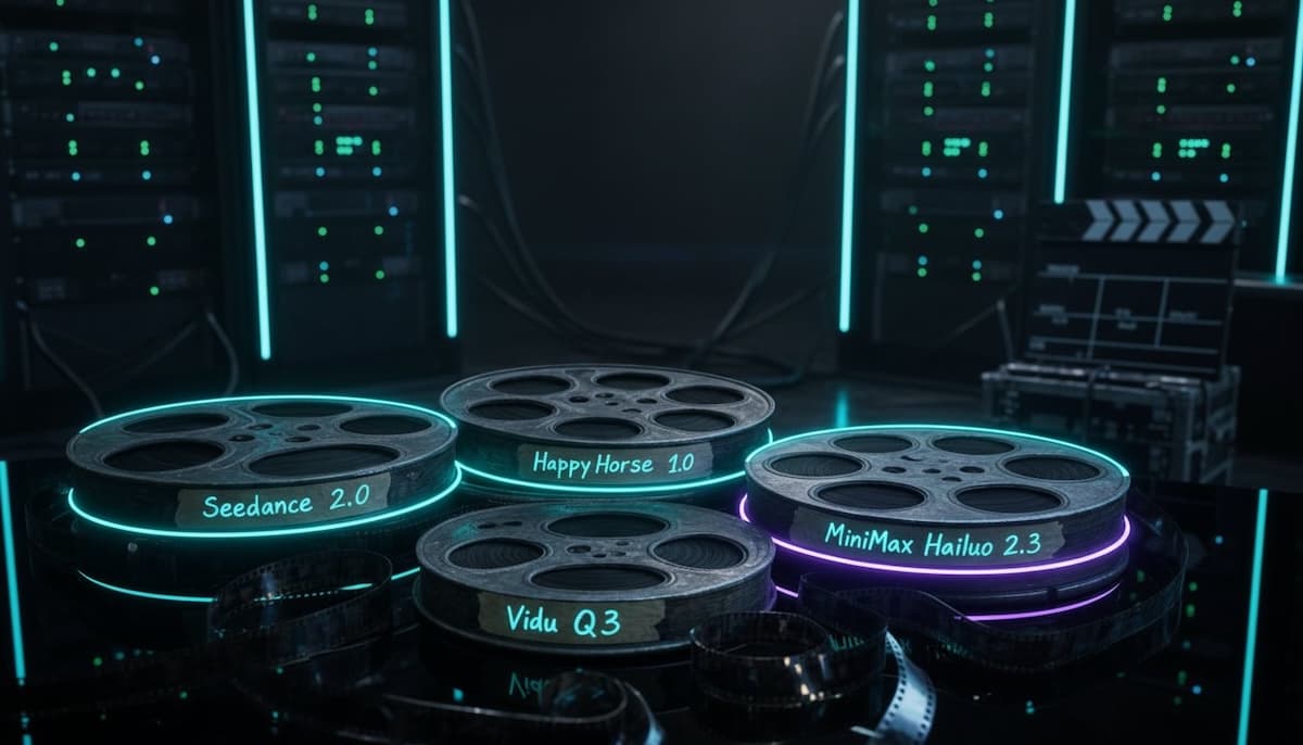 Comparison grid of AI video model outputs for cinematic, stylized, and workflow-specific use cases