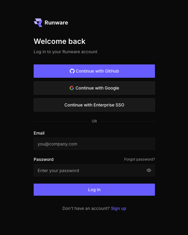 Enterprise SSO sign-in interface