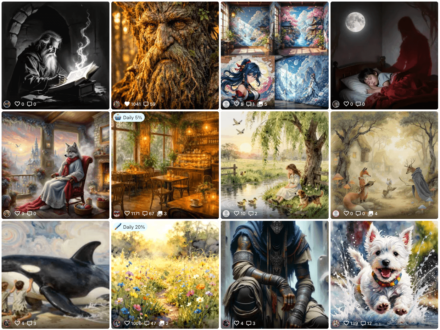 NightCafe gallery of creations