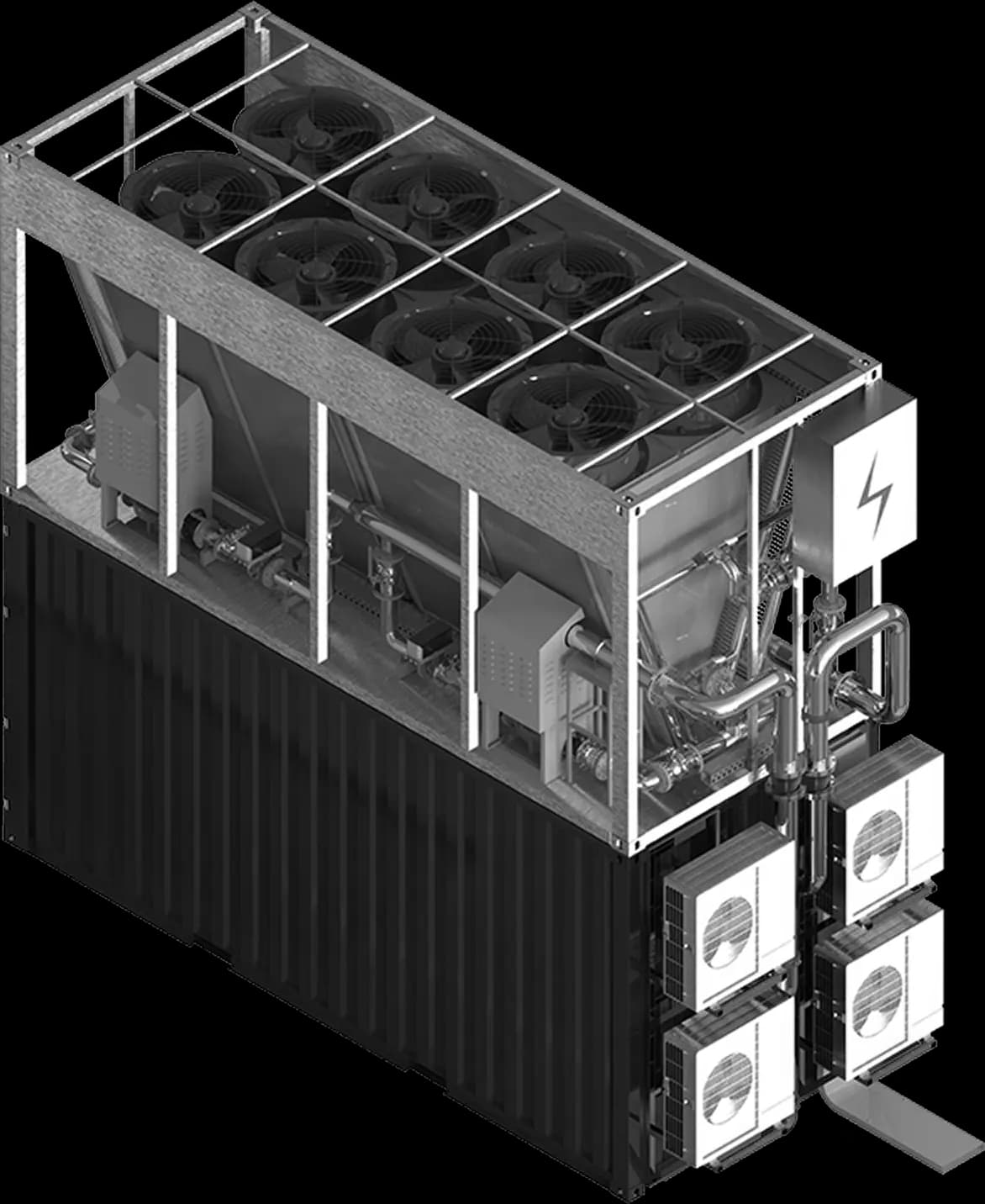 Isometric view of a pod