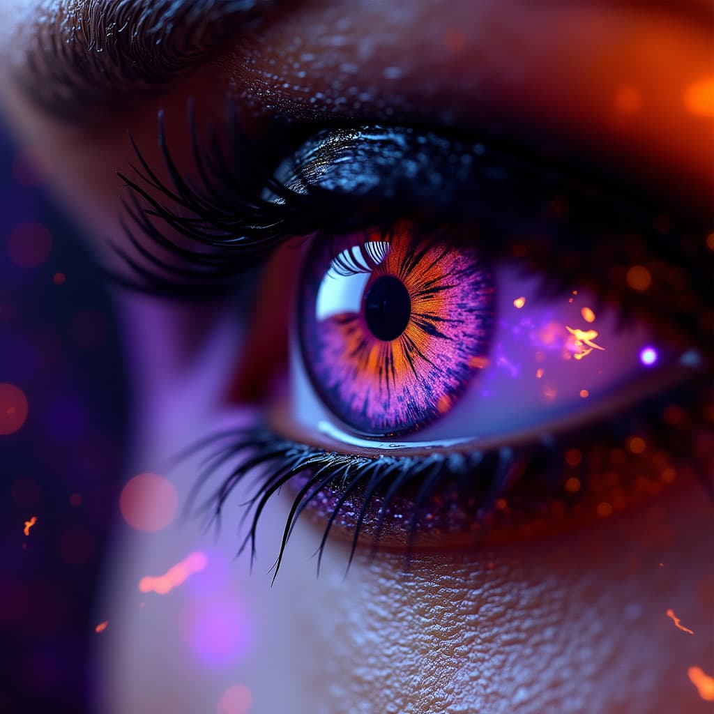 AI Generated - Colorful eye with bokeh effects