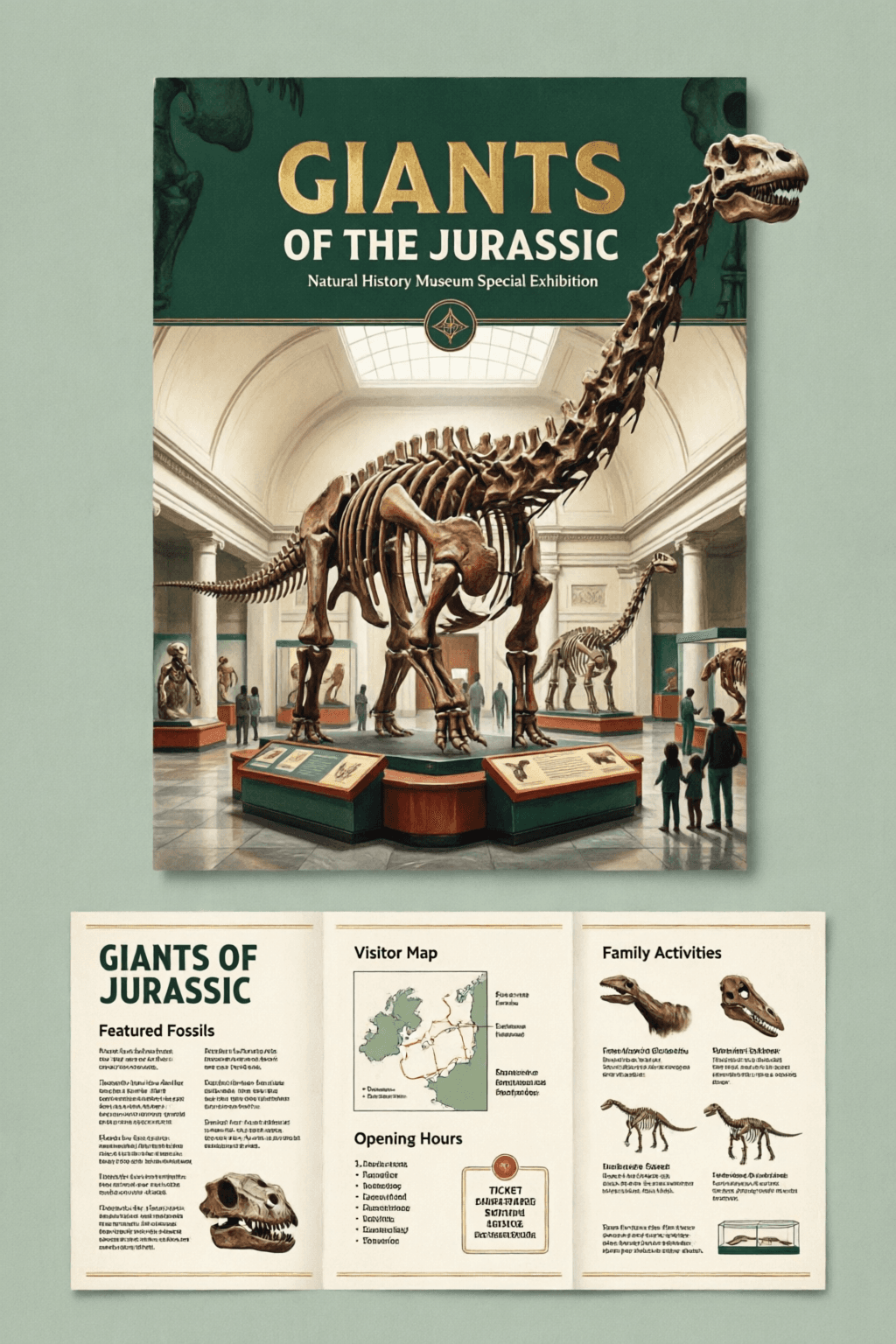 Retro Museum Dinosaur Brochure