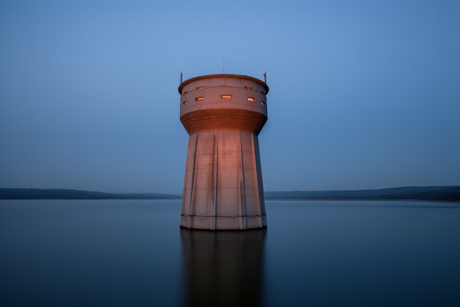 Hydroelectric Intake Tower Night Relight