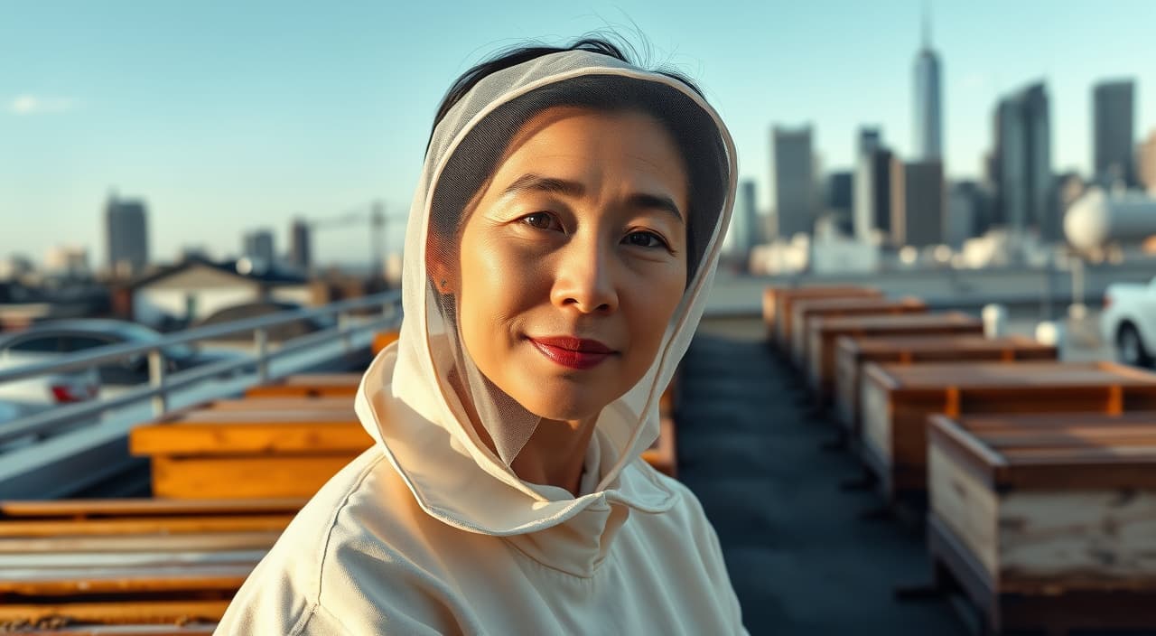 Rooftop Beekeeper Editorial Headshot