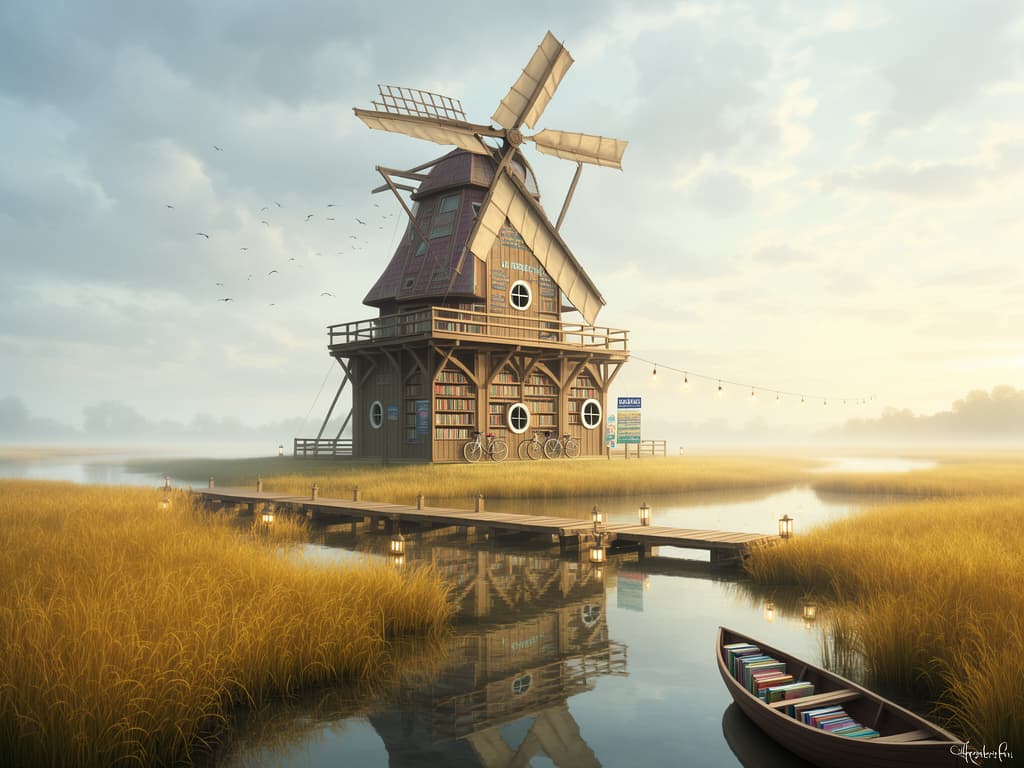 Windmill Library Among Reedbeds