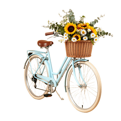 Wildflower Bicycle Basket Cutout