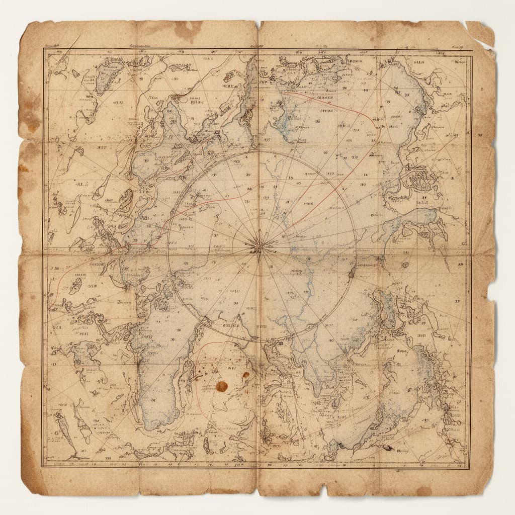 Weathered Nautical Map Fragment