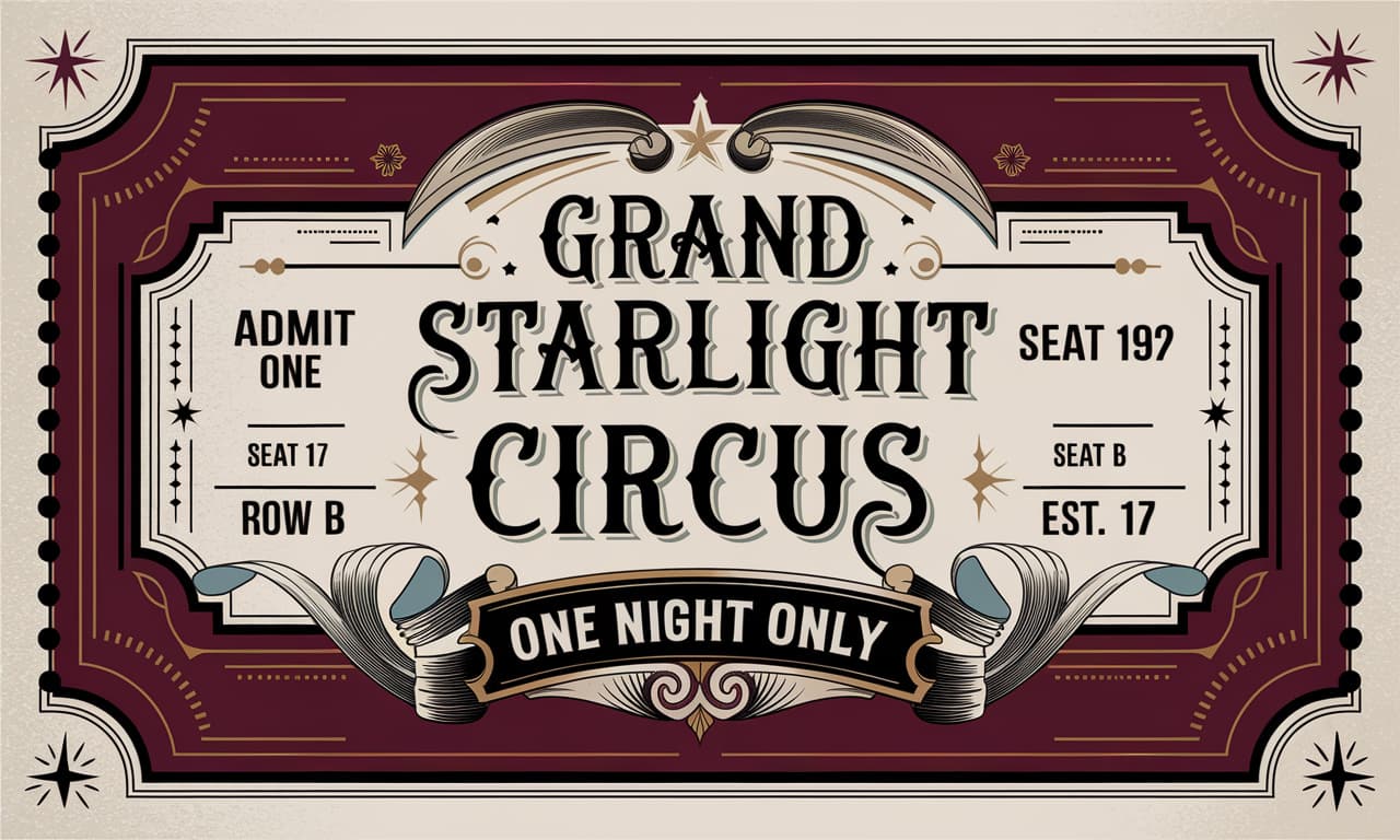 Vintage Circus Ticket Layout