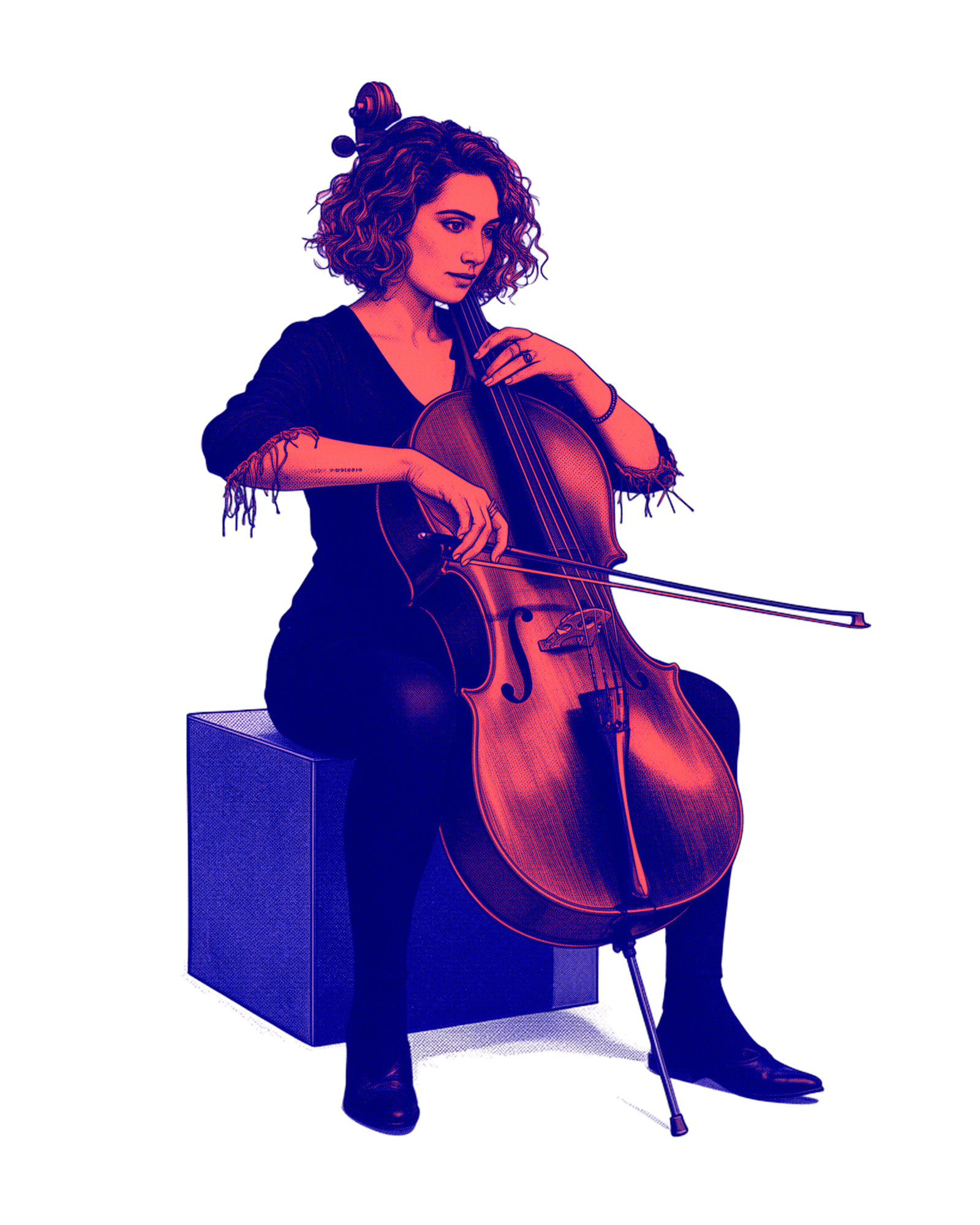 Risograph Cellist Campaign Cutout