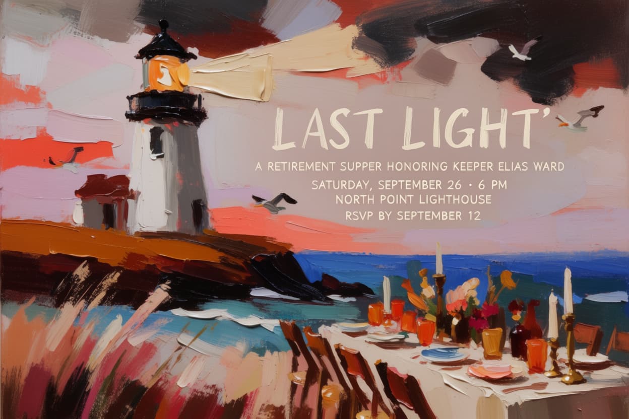 Lighthouse Keeper Retirement Supper Invitation