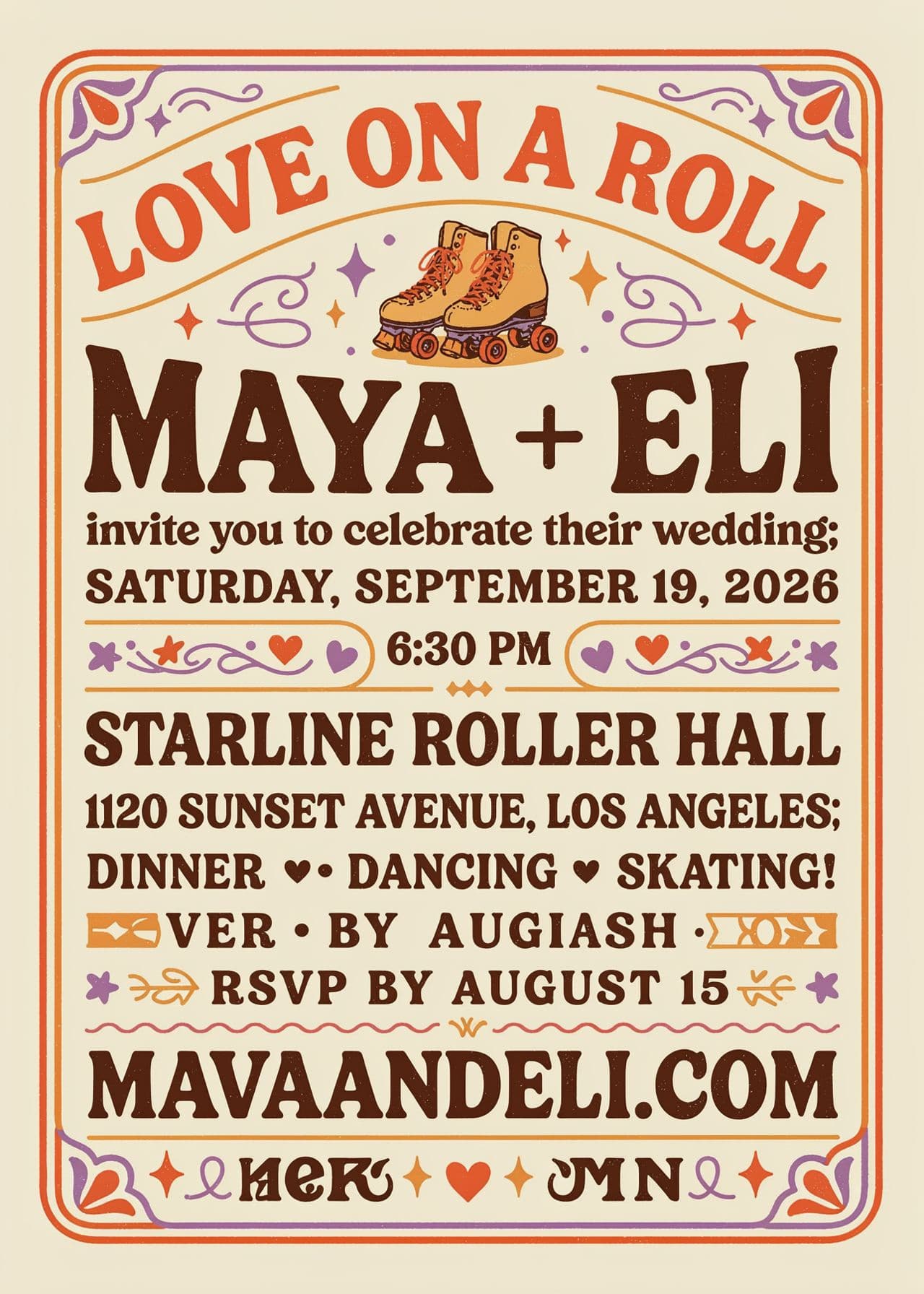 Roller Rink Wedding Invitation
