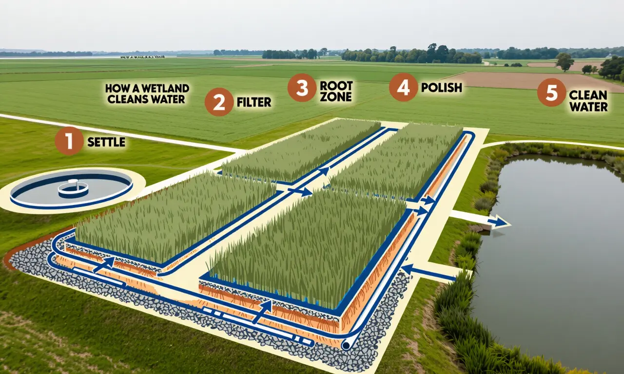 Constructed Wetland Process Infographic
