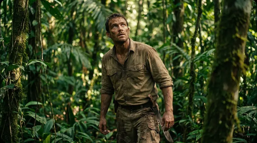 Storyboard reference: figure in the jungle