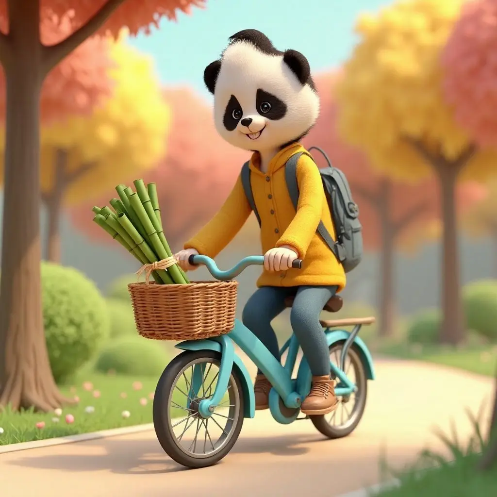 Panda on bicycle — inpainting result 1
