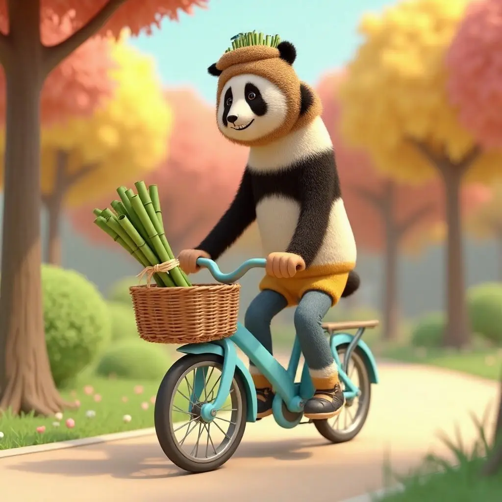 Panda on bicycle — inpainting result 3