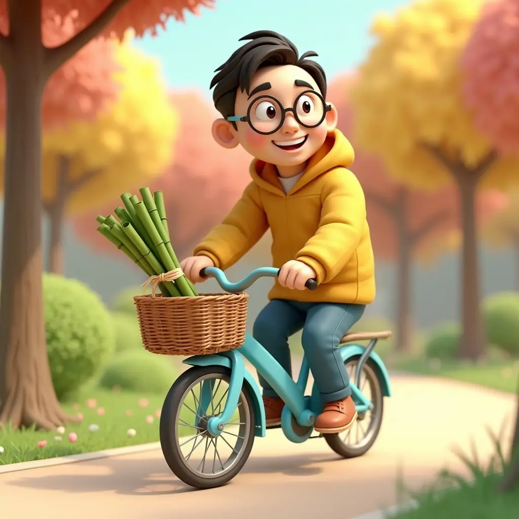 Original boy on bicycle