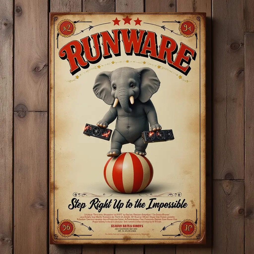 Vintage circus poster with RUNWARE
