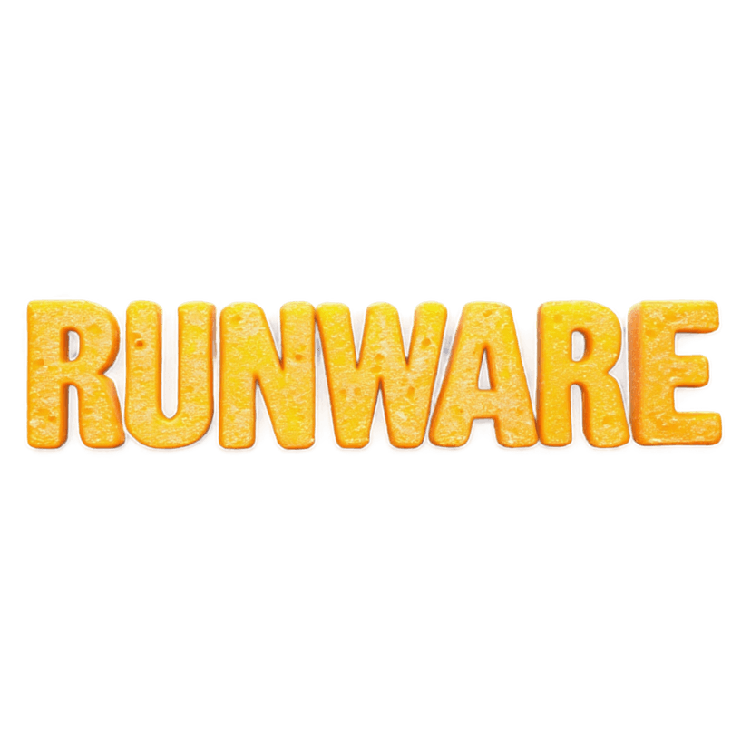 ‘Runware’ text made of cheese