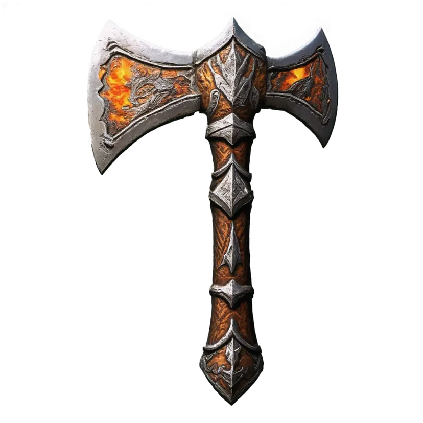 ancient battle axe with fire enchantment