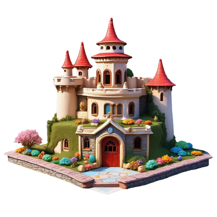 storybook castle, colorful and soft shading