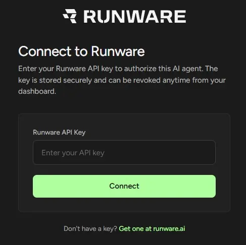 Runware MCP OAuth setup in an MCP client
