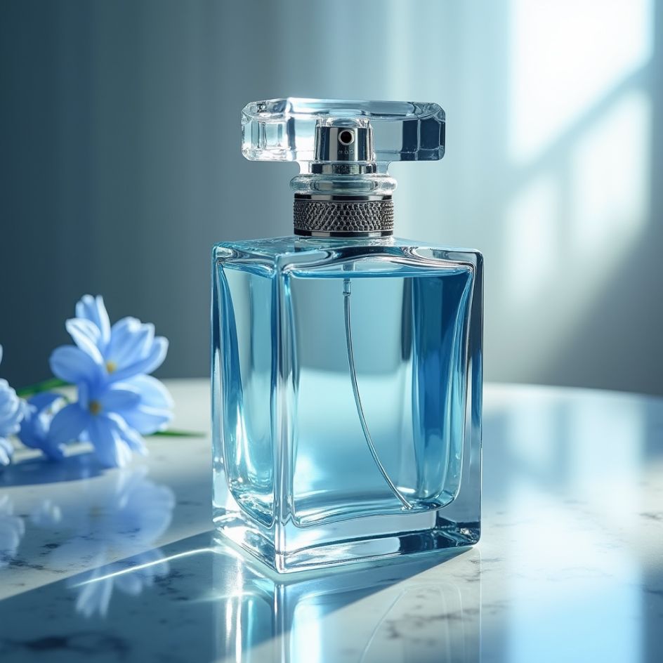 A bottle of perfume sitting on top of a table