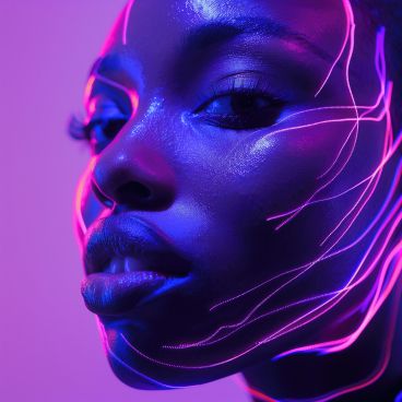 A woman with glowing lines on her face