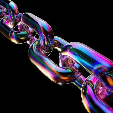 A 3D rendering of a chain on a black background