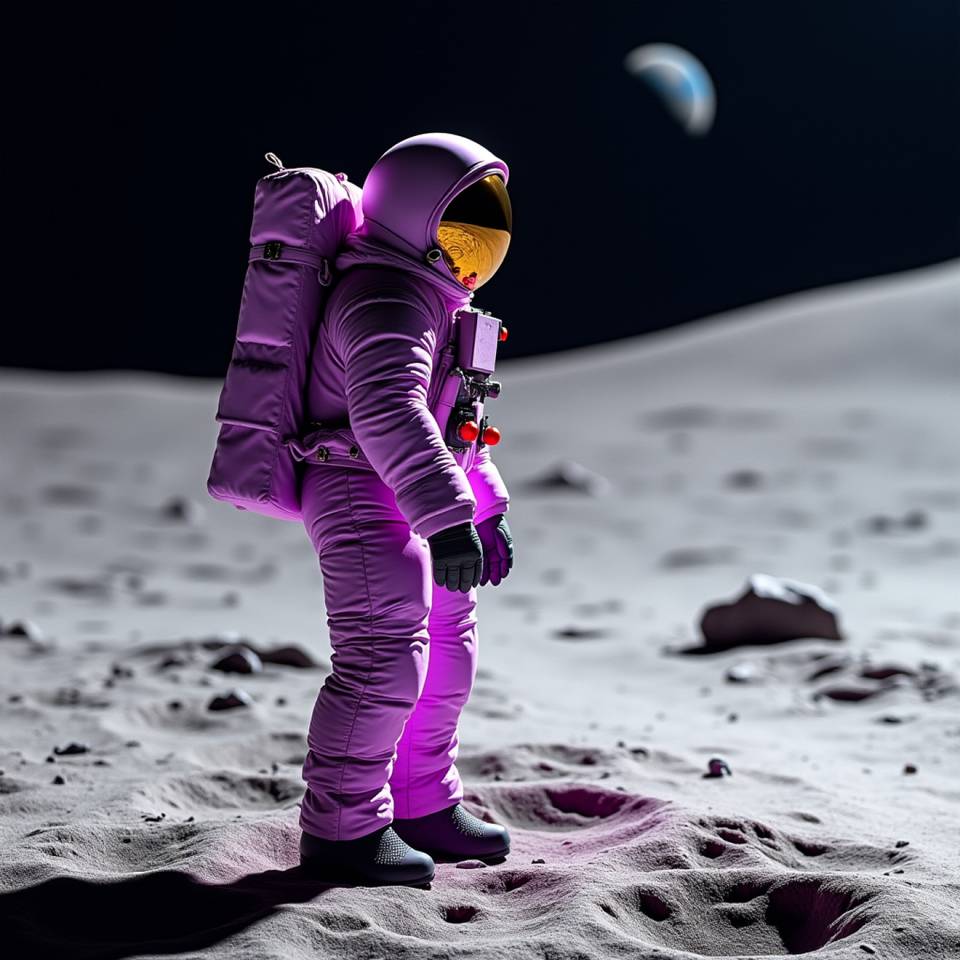 A person in a space suit standing on the moon