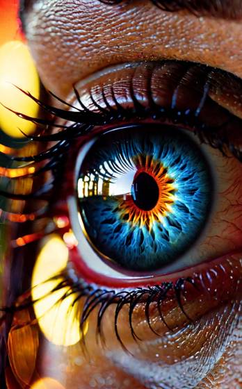 A close up of a woman's blue eye with water droplets on it