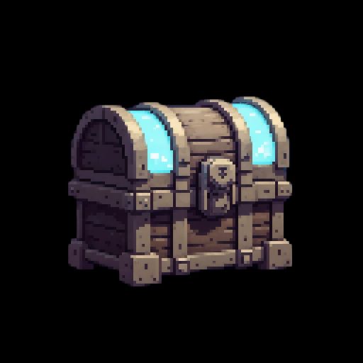 ghostly spectral chest, gaming asset, pixel art, pixel_art_style, black background