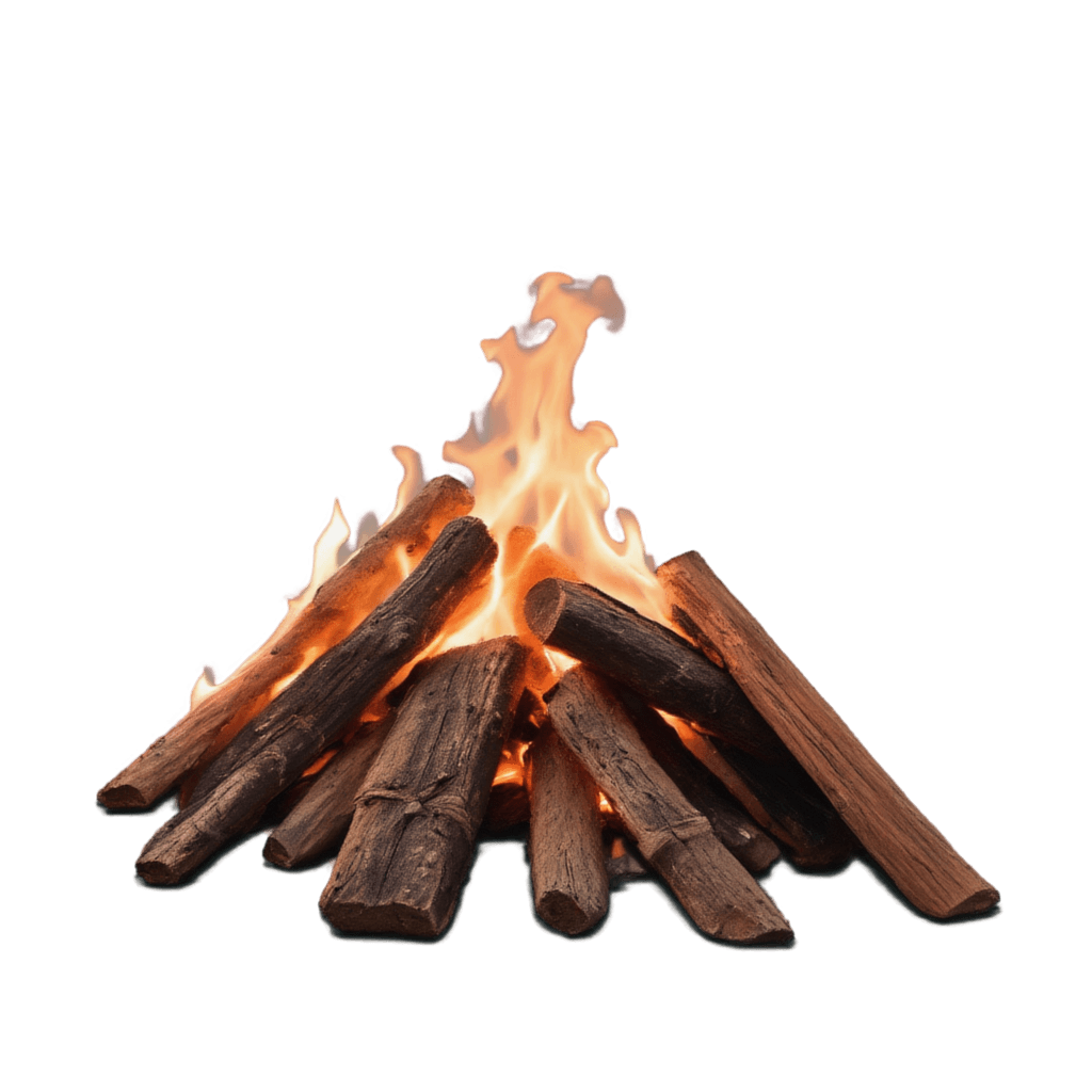 burning firewood, realistic flames