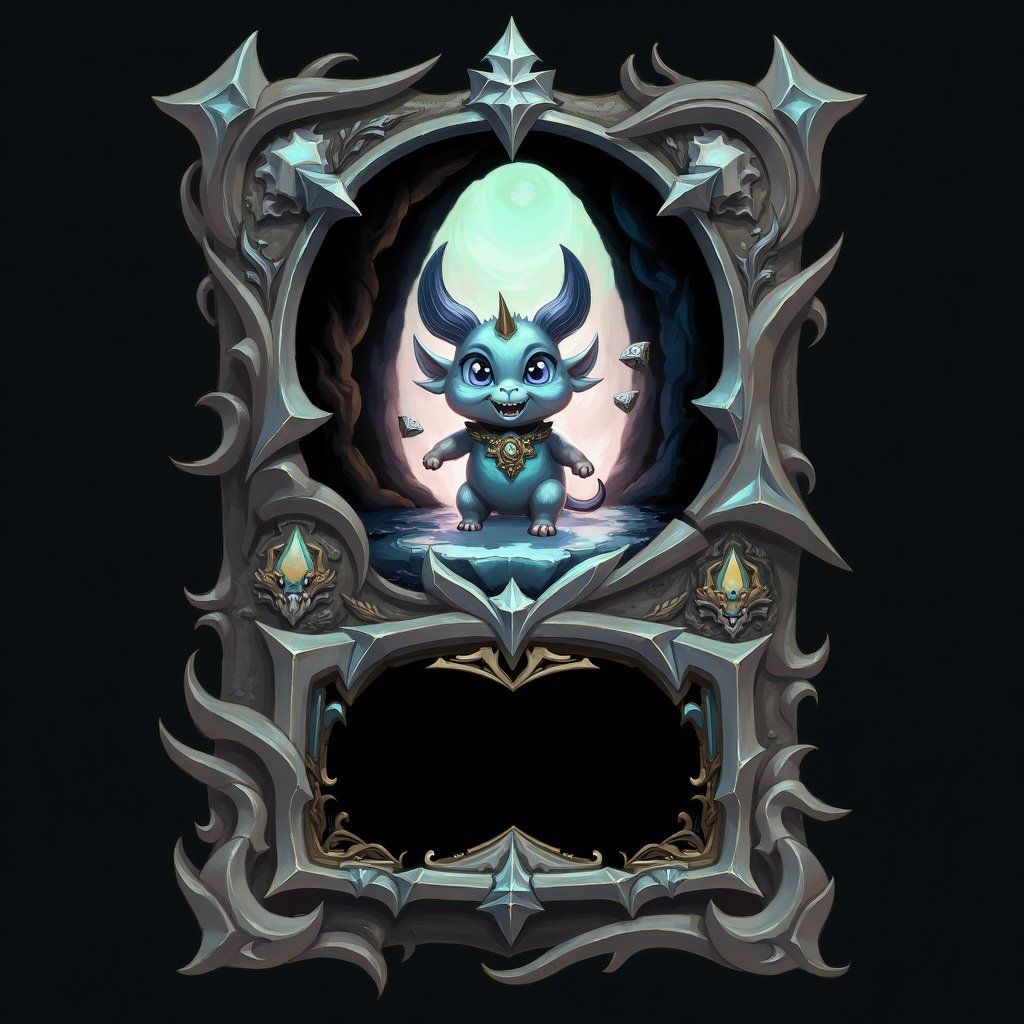 unicorn, trading card with fantasy artwork, ornate frame, gaming asset, black background