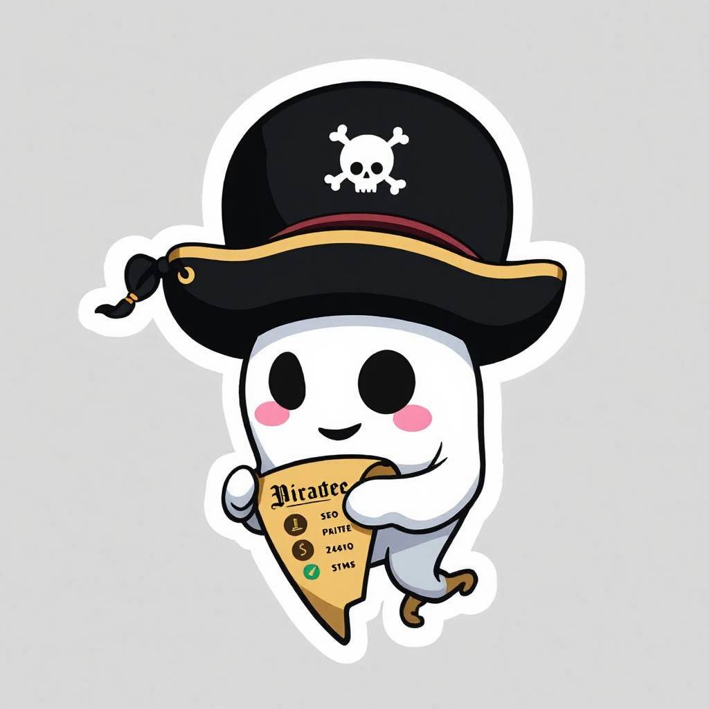 chibi ghost wearing a pirate hat and holding a tiny treasure map