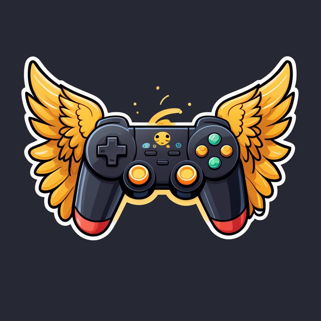 a joystick with wings, flying away from a tilted player