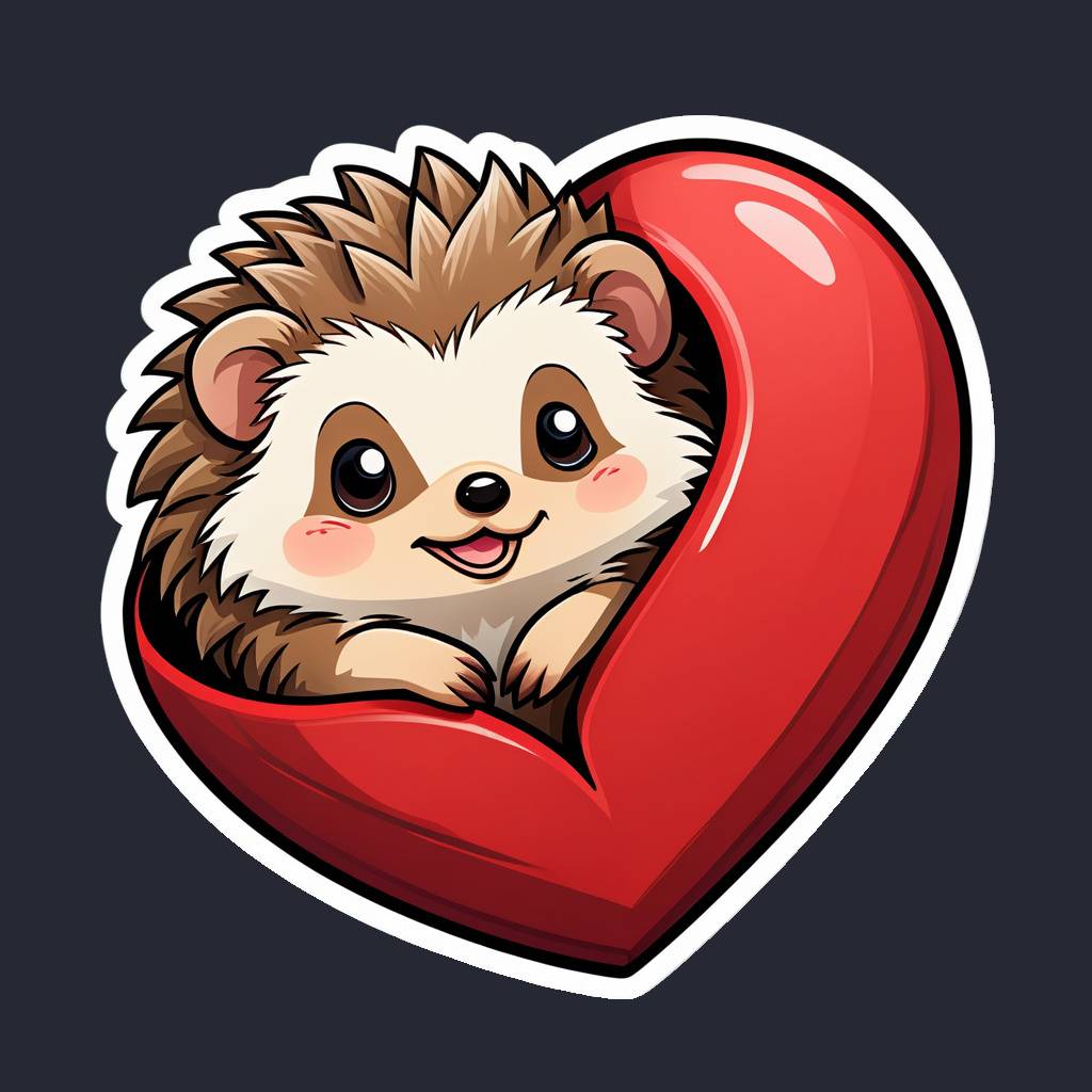 a tiny hedgehog curled up into a heart shape