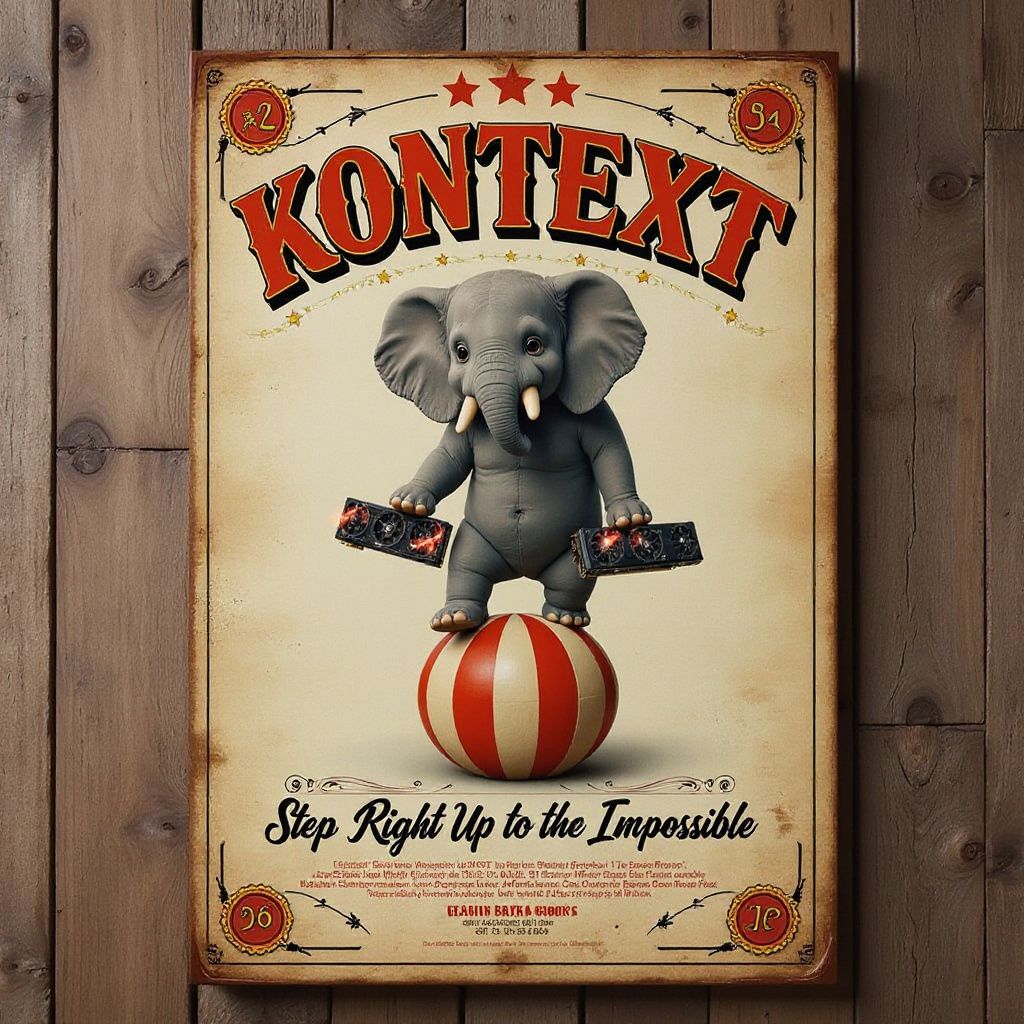 A vintage 1970s circus movie poster hanging on a wooden wall, designed in hand-painted style with retro colors and textures, the title ‘RUNWARE’ appears in large curved red and gold letters