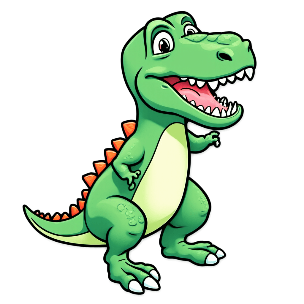 friendly dinosaur character, cartoon style