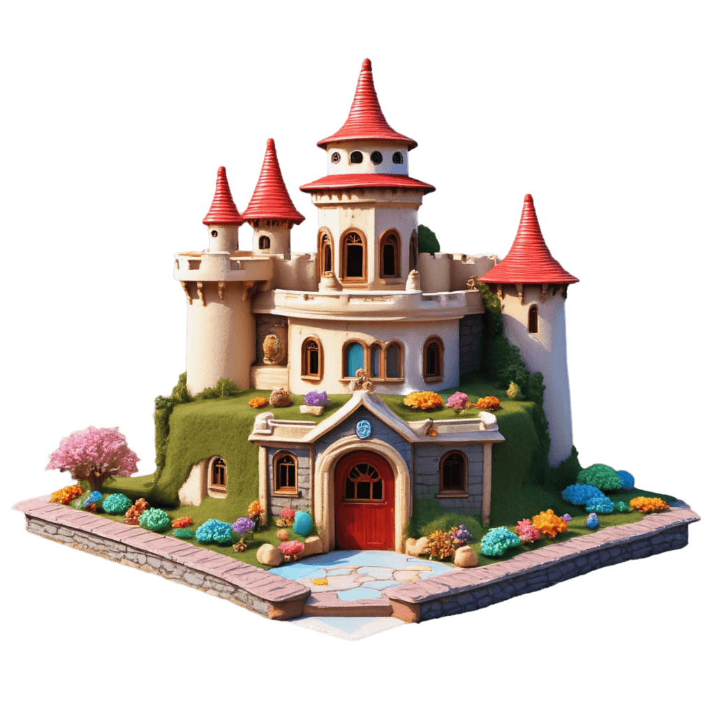 storybook castle, colorful and soft shading