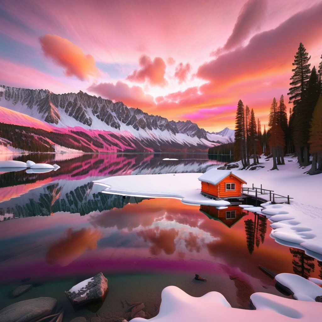 Lake and mountains scene at CFG scale 16