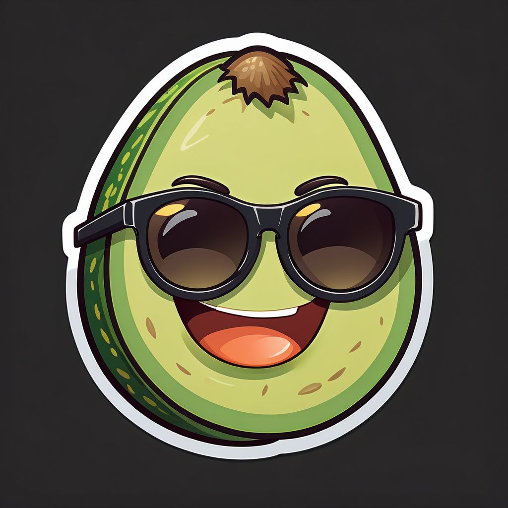 A smiling avocado with sunglasses sticker, ClipSkip 0